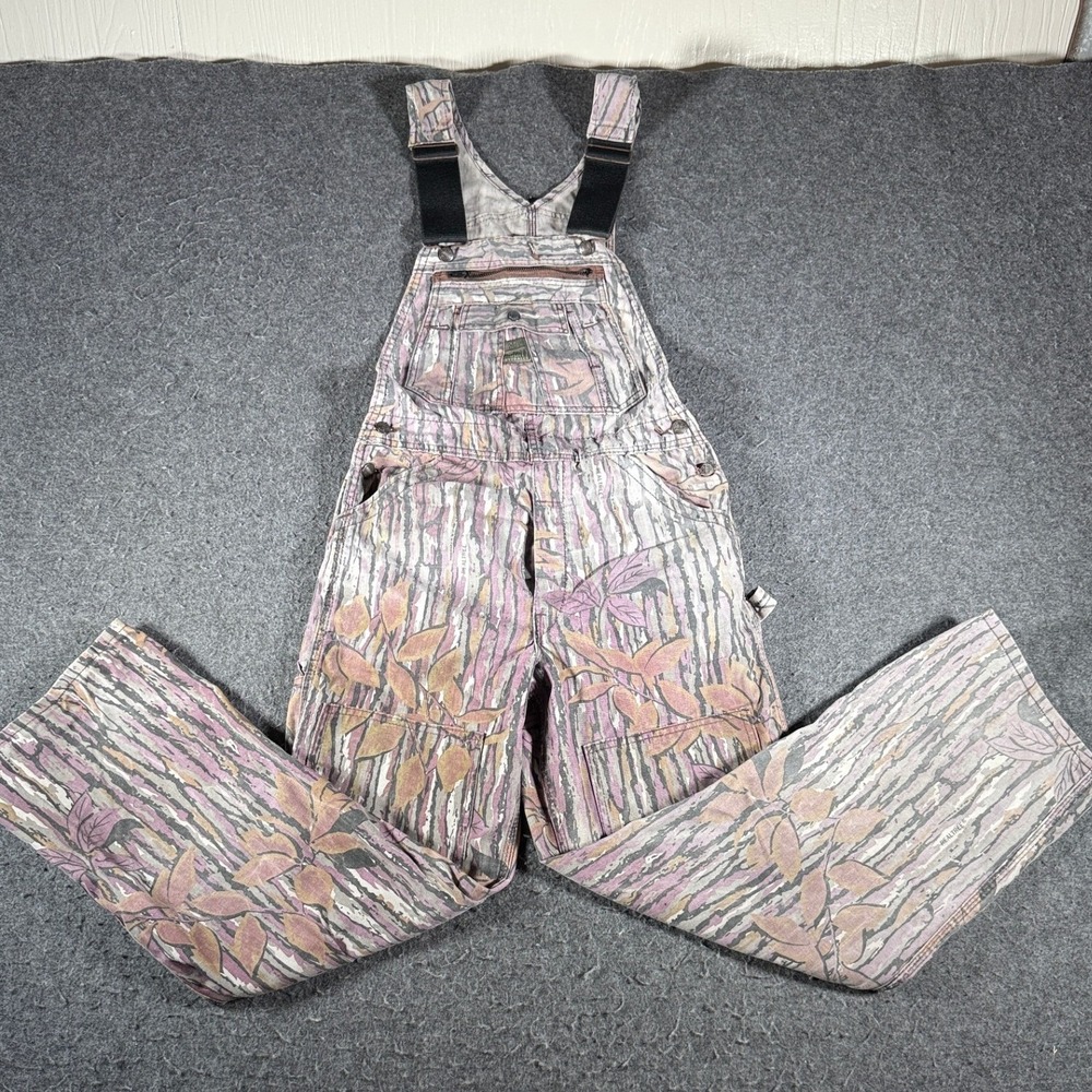 VTG Liberty Overalls Realtree Camo Bibs Purple Brown Camouflage 38x30 Workwear